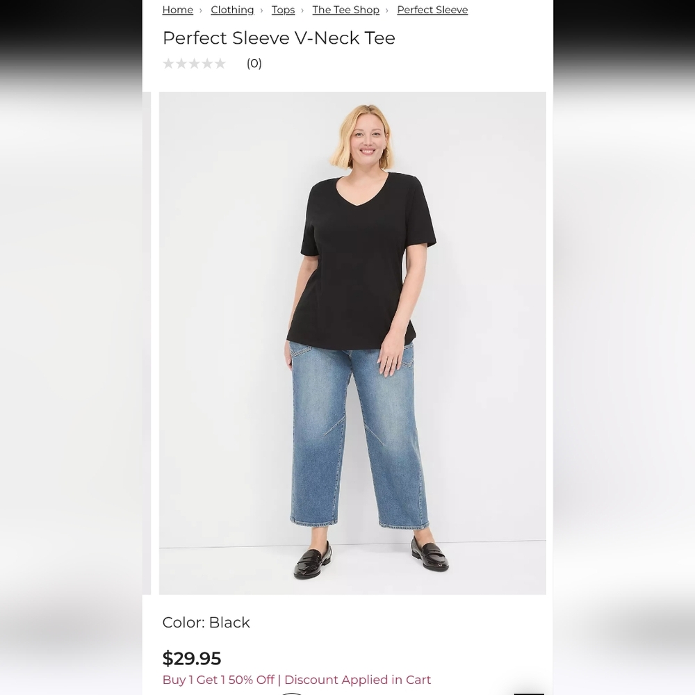 Lane Bryant Classic fit perfect sleeve black Tshirt Size 22/24. New withOUT tags